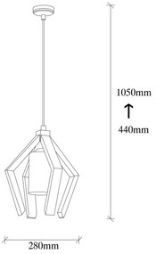 Chandelier Erebos – Preto e Madeira – 28 x 28 cm