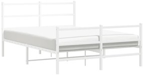 Estrutura de cama com cabeceira e pés 140x190 cm metal branco