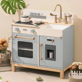 Cozinha de madeira Brincar infantil Montessori 58 x 29 x 62 cm Azul