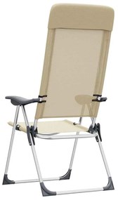 Cadeiras de campismo dobráveis 2 pcs alumínio creme