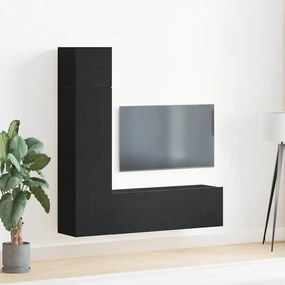 vidaXL Conjunto de Móvel de TV de 3 Peças Montado na Parede em Carvalho Preto
