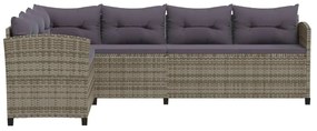 6 pcs conjunto lounge de jardim c/ almofadões vime PE cinzento