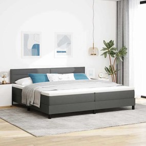 vidaXL Cama Box com colchão Cinza Escuro 200 x 200 cm tecido
