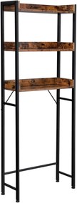 Vasagle BTS002B01V1 Prateleira para banheiro Prateleira para máquina de lavar com 3 prateleiras abertas Economia de espaço Resistente Fácil montagem Design industrial Vintage Marrom Preto
