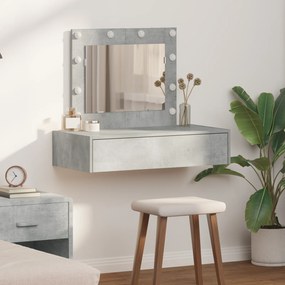 vidaXL Mesa de Maquiagem Montada na Parede com Luzes LED Cinza Concreto