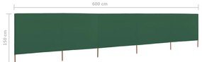 Para-vento com 5 painéis em tecido 600x120 cm verde
