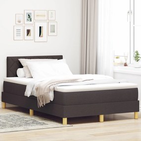 Cama Box Spring com Colchão &amp; LED Marrom Escuro 120x200 cm Tecido
