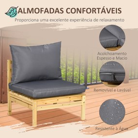 Conjunto Móveis de Jardim de Madeira 5 Peças Inclui 4 Poltronas com Almofadas Acolchoadas e Mesa de Centro Madeira