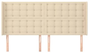 Cabeceira de cama c/ abas tecido 203x16x118/128 cm creme