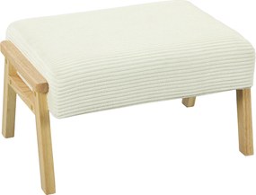 HOMCOM Pufe com assento macio, pernas de madeira, descanso para os pés com veludo cotelê, Creme branco | Aosom Portugal
