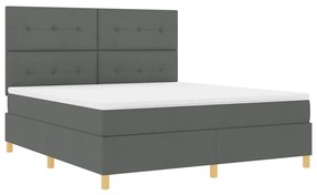 Cama Box Spring com colchão e LED Cinza Escuro 180x200 cm Tecido