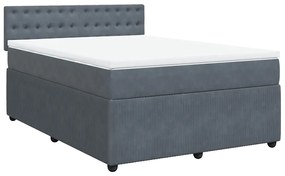 Cama com molas/colchão 140x200 cm veludo cinzento-escuro