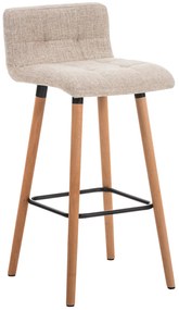Conjunto de 2 bancos de bar Lincoln em tecido e com estrutura em Cor Natural 42 x 94 x 49 cm Creme