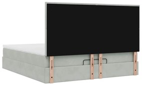 Estrutura cama otomana colchões 160x200cm veludo cinzento claro
