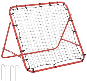 HOMCOM Rede Rebote Treinamento Metal Ângulo Ajustável Cordas Elásticas Vermelho 96x80x96cm