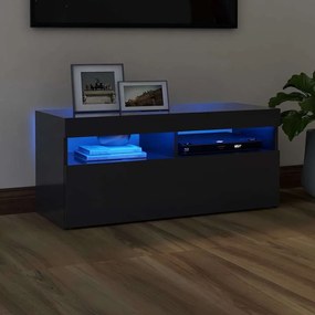 vidaXL Móvel de TV com luzes LED 90x35x40 cm cinzento