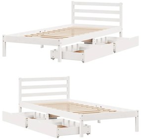 Cama sem colchão 100x200 cm madeira de pinho maciça branco