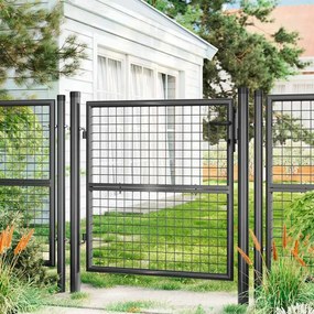 Portão de jardim em aço galvanizado, com fechadura 106 x 6 x 150 cm cinzento