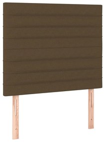 Cama box spring c/ colchão/LED 90x190 cm tecido castanho-escuro