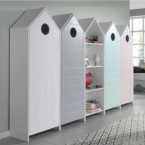 Conjunto 4 armarios Guarda Roupa infantil + estante infantil coleção CASAMI Rosa, Cinza, Verde e Branco