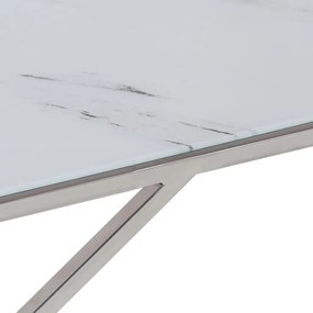 Mesa de centro aço inoxidável e vidro temperado prateado