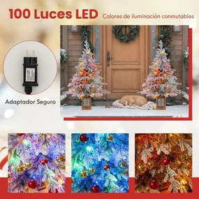 Árvore de Natal artificial pré-iluminadas 120 cm em vaso com 100 luzes 8 modos Temporizador 180 pontas de ramos Verde