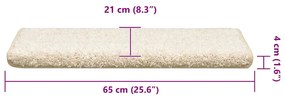 Tapetes de escadas 30 pcs 65x21x4 cm branco