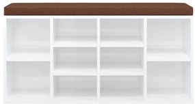 Banco sapateira 103x30x48 cm derivados madeira branco brilhante