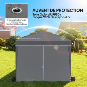 Tenda de jardim para exterior 3x3 m, tenda dobrável com paredes laterais, proteção UV 50+, saco de transporte, cinzento