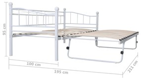 Estrutura de cama em aço 180x200/90x200 cm branco