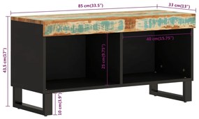 Móvel de TV 85x33x43,5 cm madeira recuperada maciça