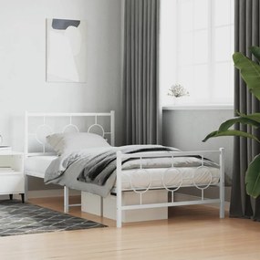 vidaXL Estrutura de cama com cabeceira e pés 100x200 cm metal branco