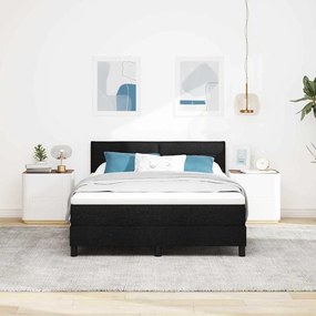 Cama Box com Colchão Preta 160x200 cm Tecido