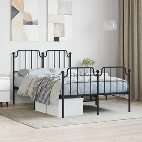 vidaXL Estrutura de cama com cabeceira e pés 120x190 cm metal preto