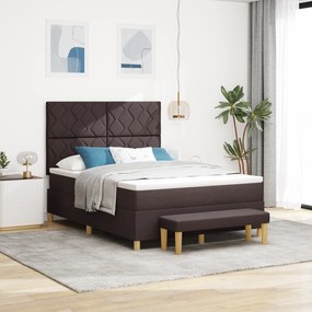 vidaXL Cama Box Spring com Colchão & Banco Castanho Escuro 140x200 cm Tecido