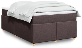 Cama boxspring com colchão 120x190 cm tecido castanho-escuro