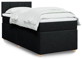 vidaXL Cama com molas/colchão 80x200 cm tecido preto