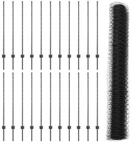 Postes de Cerca vidaXL 22 pcs U-Channel Cinza 120 cm Aço