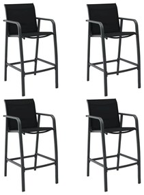 vidaXL Cadeiras de bar para jardim 4 pcs textilene preto