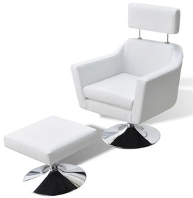 vidaXL Poltrona de TV couro artificial branco