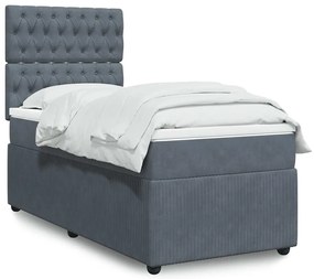Cama com molas/colchão 90x200 cm veludo cinza-escuro