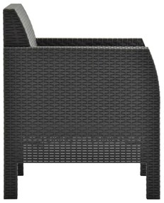 Cadeiras de jardim com almofadões 2 pcs vime PP antracite