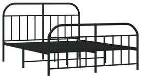 Estrutura de cama com cabeceira e pés 140x190 cm metal preto