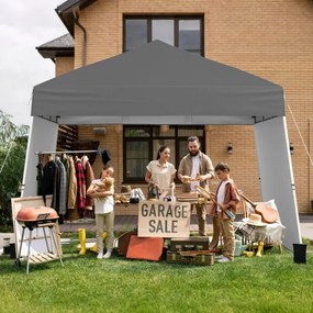 Tenda Pop-up de 430 x 280 cm com 2 paredes laterais convertíveis em toldo festas, eventos, feiras, jardim cinza
