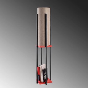 Candeeiro de Pé 7132 – Preto/Vermelho – 20 cm Diâmetro do Abajur, 64 c