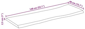Tampo de mesa c/ borda viva 140x40x2,5 cm mangueira maciça
