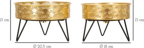 CONJUNTO DE 2 PORTA-VASOS ZANNY DOURADO E PRETO Ø 20,5X13-18X13 CM (PLANTAS NÃO INCLUIDAS)