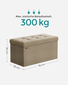 Banco com espaço de arrumação 38 x 76 x 38 cm Castanho