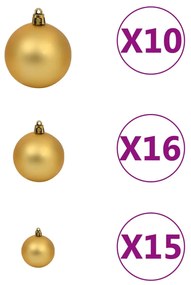 Árvore de Natal de 210cm com 300 Luzes LED,  120 Bolas, 1 Pico e Efeit