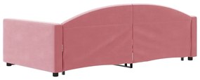 Sofá-cama com gavetão 100x200 cm veludo rosa